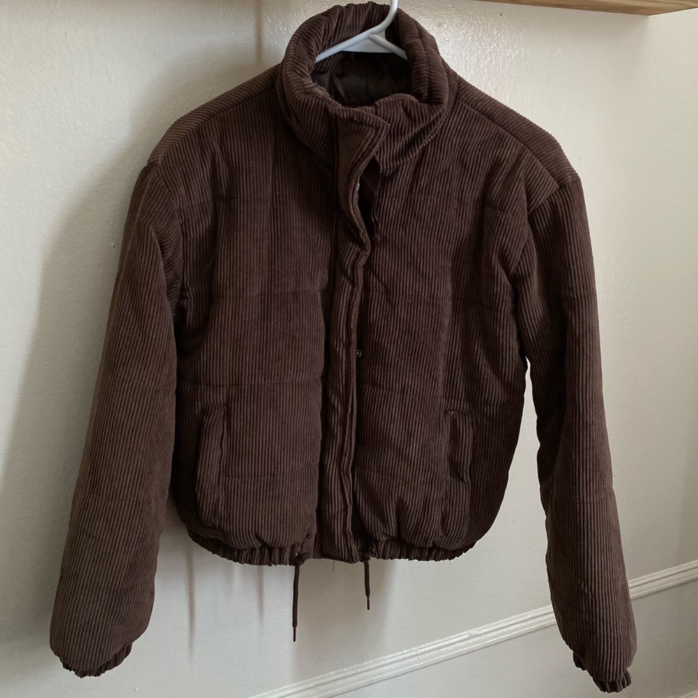Brown Corduroy Puffer Jacket Size Small